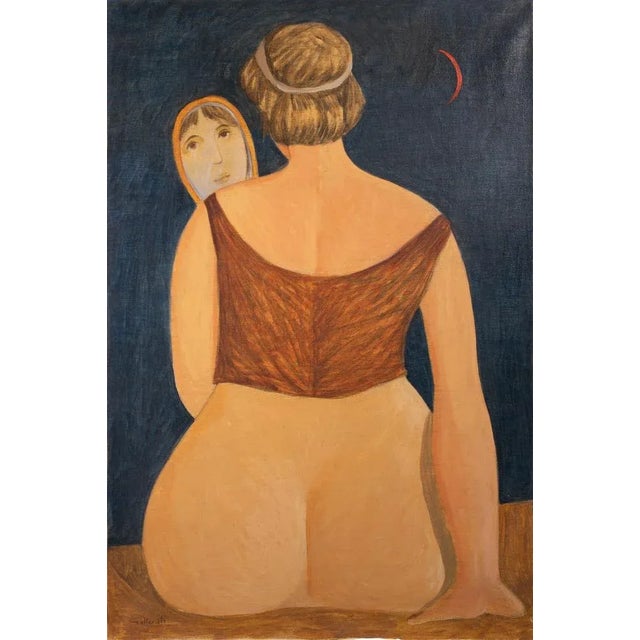 Alberto Gallerati, A Magnifying Mirror, 1980s, Oil Painting For Sale - Image 6 of 6