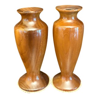 Vintage Handcrafted Myrtlewood Bud Vases by Belcher, Oregon – Pair For Sale