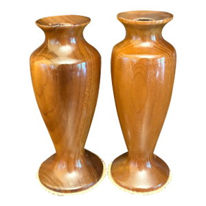 Vintage Handcrafted Myrtlewood Bud Vases by Belcher, Oregon – Pair