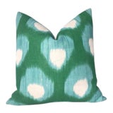 Bukhara Printed Pillow Cover in Blue Green, Indoor Outdoor Pillow - 20x20 For Sale
