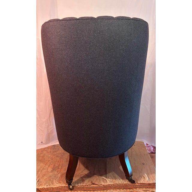 A Custom Bench-Made Georgian Style Wingback Chairs by Cisneros Upholstery (Chicago) – Wool Flannel For Sale - Image 6 of 6