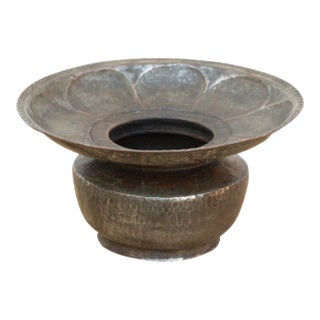 Antique Flared Lotus Copper Vessel For Sale