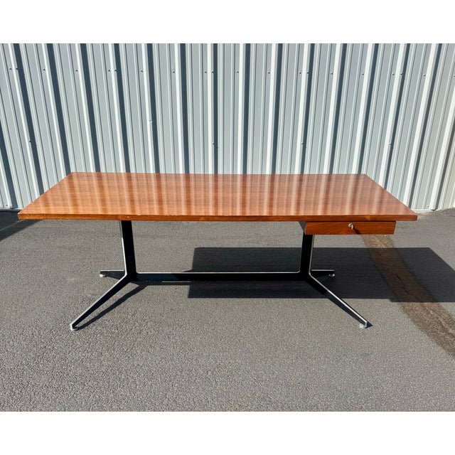 Exceptional Mid-Century Modern desk designed by Ward Bennett for Lehigh Furniture, circa 1960.. Featuring a beautifully...