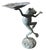 An enchanting and highly charismatic vintage verdigris bronze garden sculpture depicting a whimsical, stylized dancing...