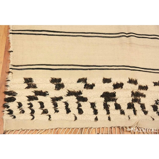 Textile Nazmiyal Collection Ivory and Black Vintage Moroccan Kilim Rug For Sale - Image 7 of 7