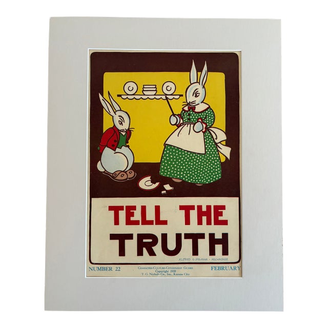 Original Vintage 1939 Character Culture Poster "Tell the Truth" in 16x20 Mat For Sale