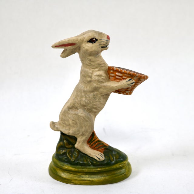 Vintage Vaillancourt Sculptural Folk Art Chalkware Hand Painted Standing Rabbit Figurine For Sale - Image 4 of 8