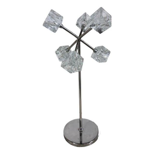 Mid-Century Ice Cube Lamp in Chrome with Textured Glass Shades from Ikea, 1970s For Sale