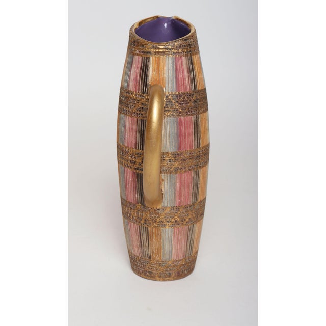Mid-Century Modern Vintage Italian Modernist Gilt Ceramic "Seta" Pitcher by Aldo Londi for Bitossi For Sale - Image 3 of 18