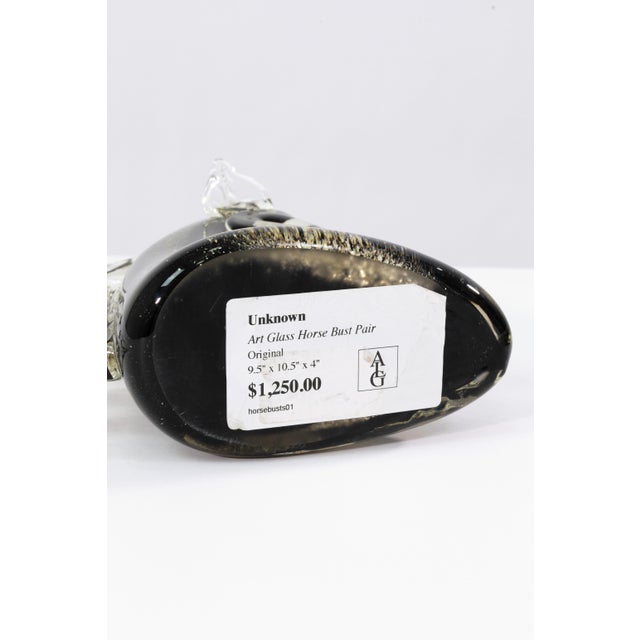 Black Pair of Murano Glass Horse Head Sculptures For Sale - Image 8 of 8