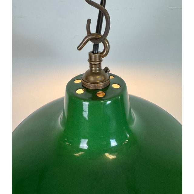 Industrial Green Enamel Factory Pendant Lamp from Revo, 1950s For Sale - Image 11 of 18