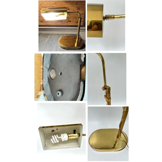 1970s Clover Lamp Co. Adjustable Brass Pharmacy, Bankers or Desk Lamp Styled After Reggiani and Arteluce For Sale - Image 11 of 11