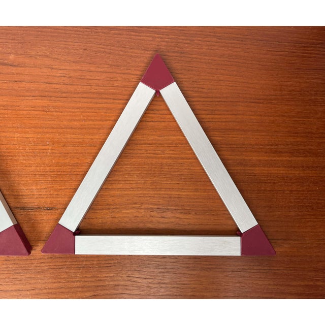 Red Vintage Danish Triangular Trivet Coasters by Jorgen Meldgaard for Menu, 1980s, Set of 3 For Sale - Image 8 of 12