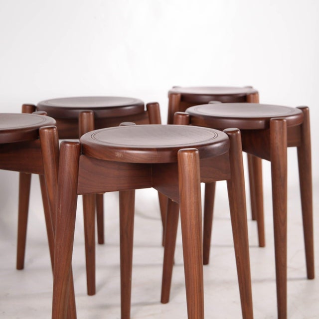 Brown Vintage Japanese Stools, 1980s, Set of 6 For Sale - Image 8 of 16