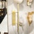 Modernist Hand-Blown Murano Glass Reverse Dome Form Brushed Brass Sconces For Sale - Image 11 of 18