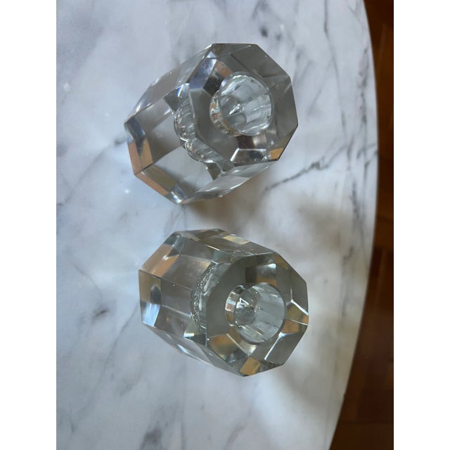 1990s 1990s Hoya Japan Crystal Teardrop Faceted Candle Holders - Set of Two For Sale - Image 5 of 5