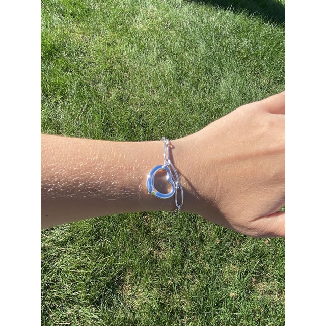 Tiffany & Co Elsa Peretti Heart Link Bracelet, Sterling Silver, Length 7.5 In For Sale In Greensboro - Image 6 of 6
