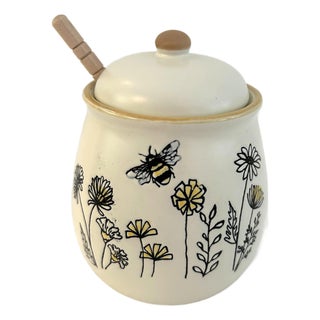 Bumble Bee Ceramic Honey Pot W/Stirrer For Sale