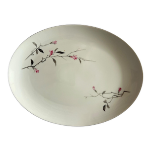 Vintage Cherry Blossom Fine China Platter 1067, Made in Japan Sakura Spring Pink Gray Silver