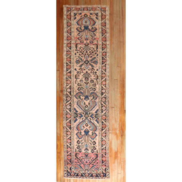 Pink Antique Zabihi Collection Persian Lilihan Runner - 2'9" x 9'10" For Sale - Image 8 of 8