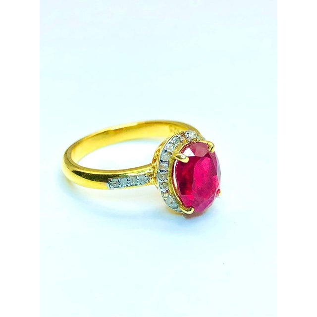 Late 20th Century Bochic "Capri" Natural Ruby & Diamonds Vintage Retro Ring Set In 18K Gold&Silver For Sale - Image 5 of 18