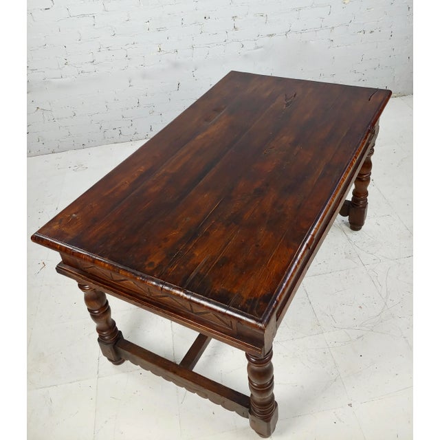 Brown Italian Renaissance Writing Table W/2 Drawers For Sale - Image 8 of 10