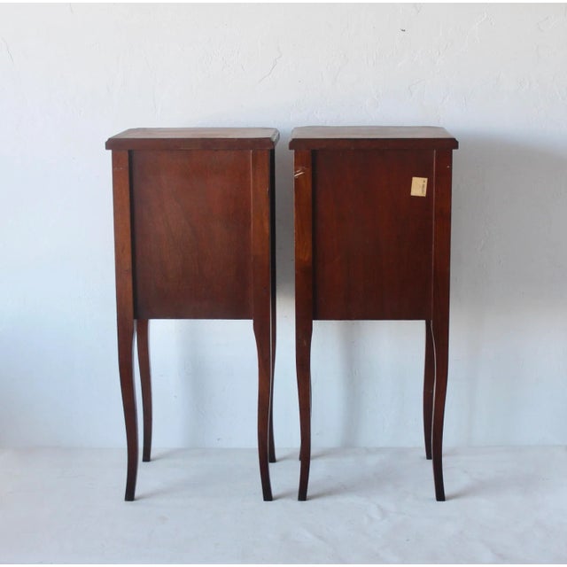 Petite French Louis Philippe Style Side Tables Nightstand Hand Painted Flowers Details -a Pair For Sale In Miami - Image 6 of 16