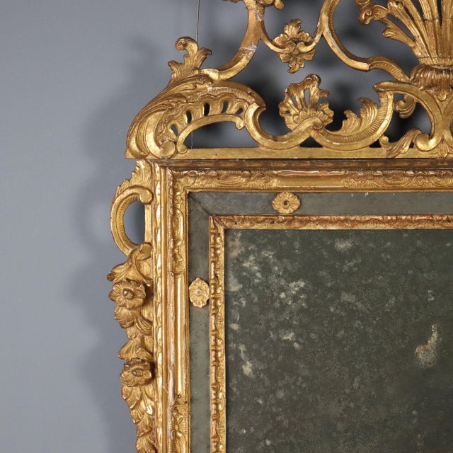Carved and Gilded Wooden Wall Mirror For Sale - Image 4 of 13