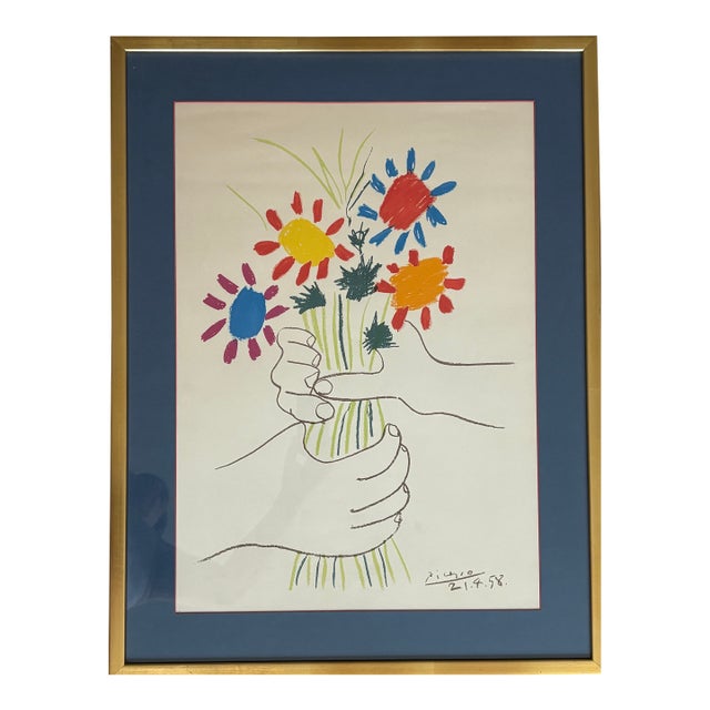 1950s Pablo Picasso - Flowers in the Hands Vintage Lithohgraph For Sale