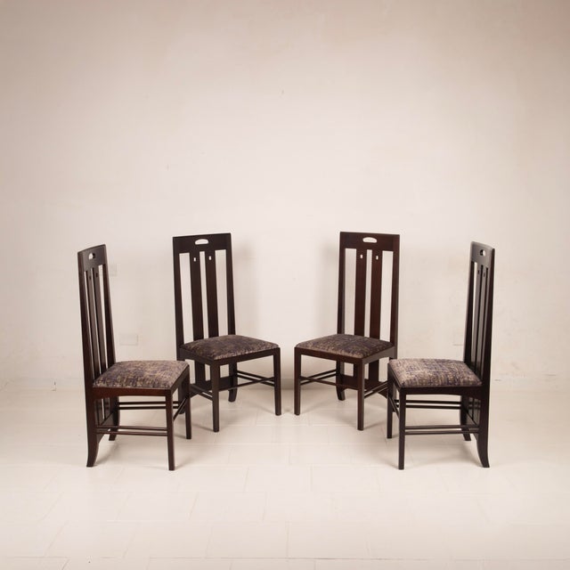 Overview Important and refined set of four “Low Ingram 309” chairs designed by Charles Rennie Mackintosh and produced by...