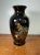 1990s Japanese Hand Painted Vase 8” Black With Gold Rim & Floral Design Collectible For Sale - Image 5 of 10