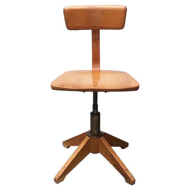 Mid-Century German Wooden Swivel Chair from Sedus For Sale