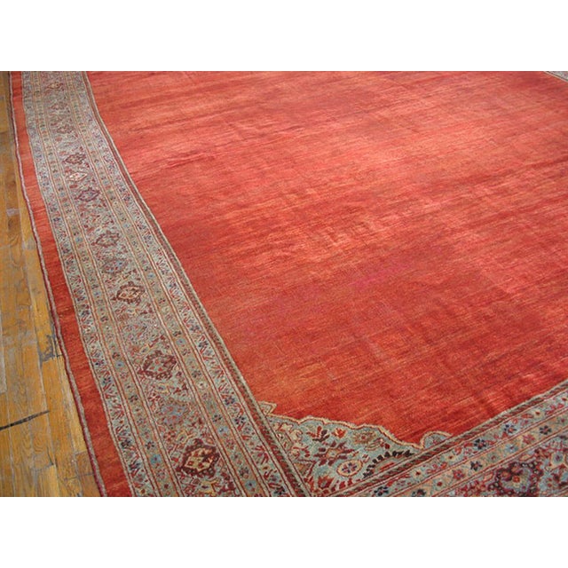Tribal 1890s Orange Solid Rustic Antique Sultanabad Persian Rug 12'4" X 16'0" Handknotted Wool Carpet For Sale - Image 3 of 6