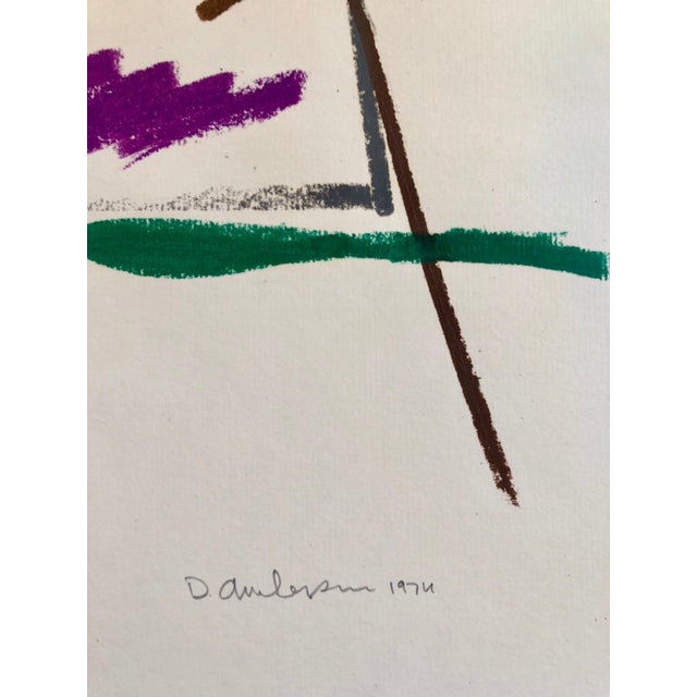 Large bright vivid drawing done in oil crayon or oil pastel. Abstract floral drawing. David Kimball Anderson’s work is...