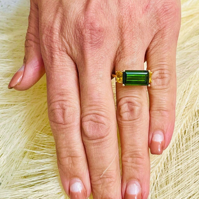 Natural Tourmaline Diamond Ring Size 7 14 Y Gold 7.03 TCW Certified $6,490 219226 This is a one of a Kind Unique Custom...