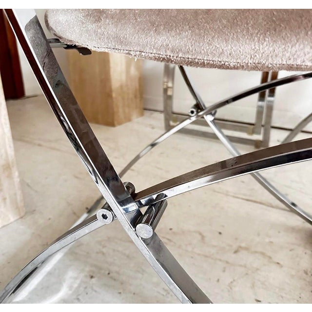 1970s 1970s Marcello Cuneo Folding Chairs in Greige Suede Set of 6 For Sale - Image 5 of 6