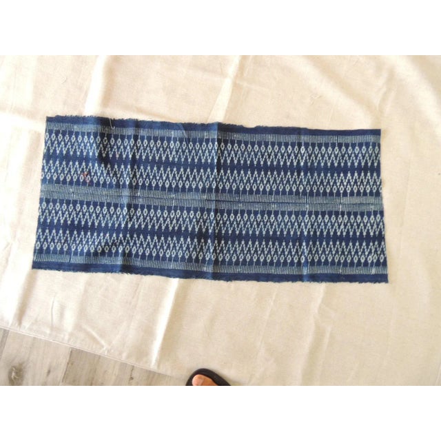Asian Vintage Blue & White Asian Ikat Woven Textile For Sale - Image 3 of 5