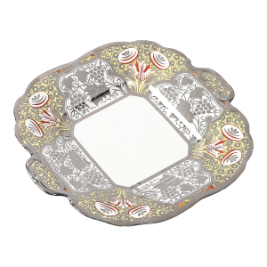 Art Deco Wedgewood Porcelain Floral and Grapevine White Gold Overlay Silver Dish