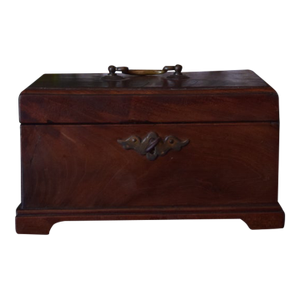 Antique English Mahogany Tea Caddy With Reuge Music Box