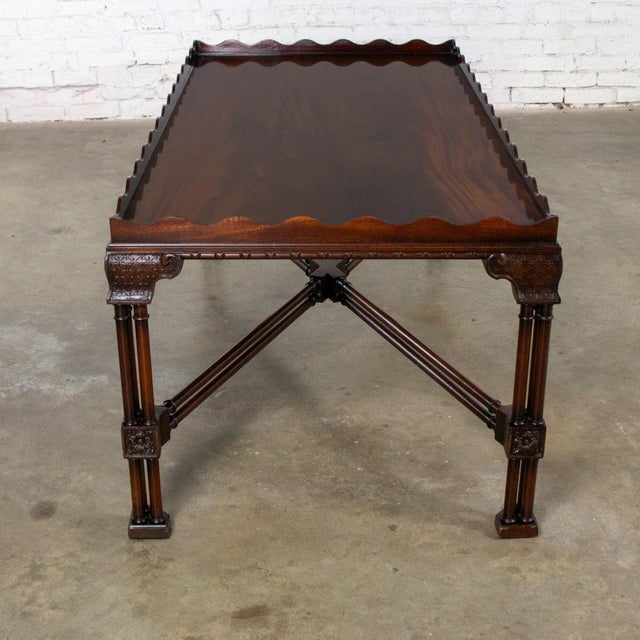 Late 20th Century Chinese Chippendale Style Coffee Table Mahogany Large Rectangular by Baker For Sale - Image 15 of 18