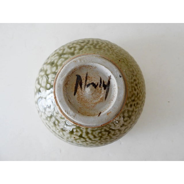 Late 20th Century Green Salt Glaze Pottery Bowl For Sale - Image 4 of 7