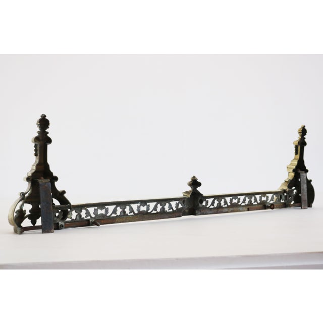 Antique 19th Century French Louis XVI Style Adjustable Bronze Fireplace Fender. Dating from around 1880, Renaissance...
