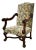 1950s Renaissance Revival Armchair High Back Carved Floral Tapestry For Sale