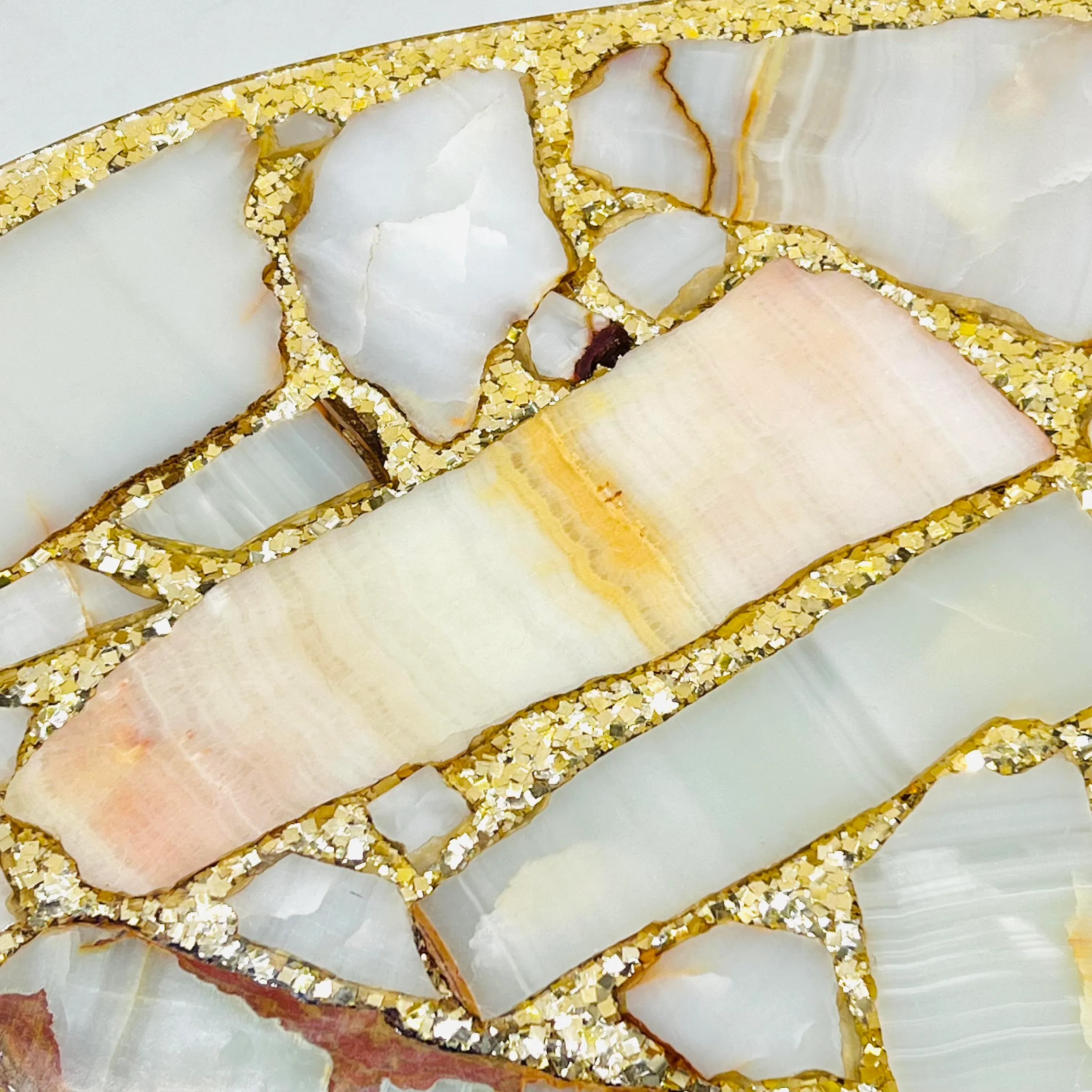 1960s Onyx, Abalone, and Gold Glitter Kidney Shaped Coffee Table