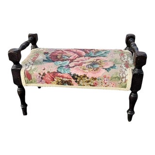 1920s Mahogany Upholstered Footstool For Sale
