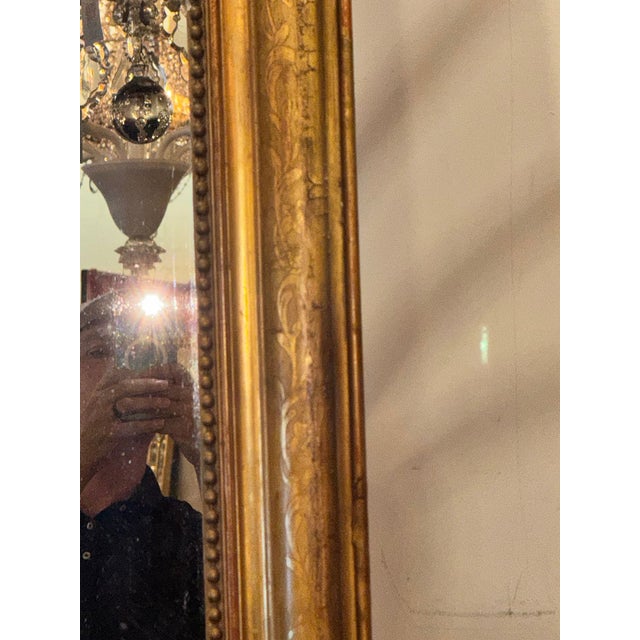 Large 19th C. French Louis Philippe Giltwood Floral Mirror For Sale - Image 4 of 4