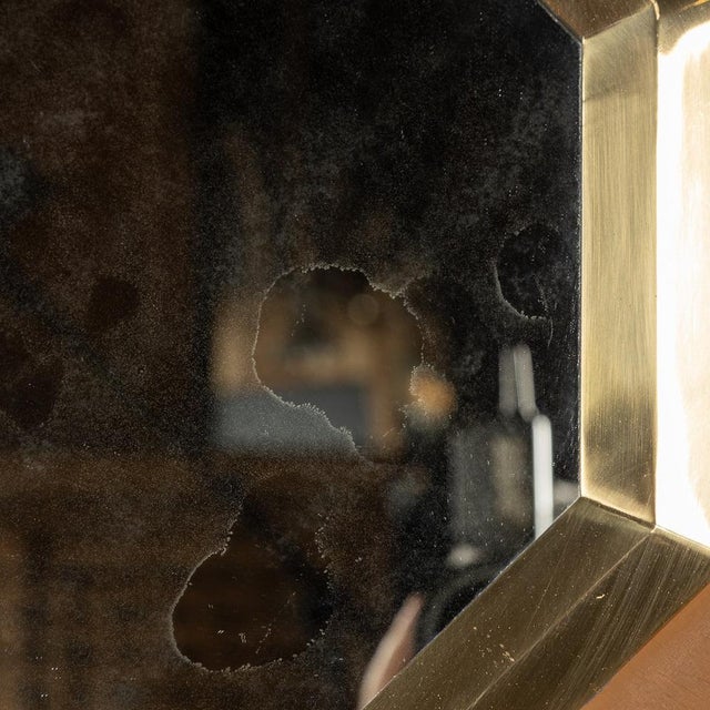 Mid-Century Italian Octagonal Brass & Rattan Mirror, 1970s For Sale - Image 17 of 18