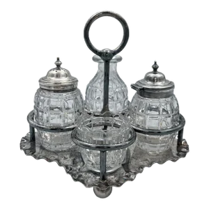 1890s James Dixon & Sons Silverplate Cruet Condiment Set
