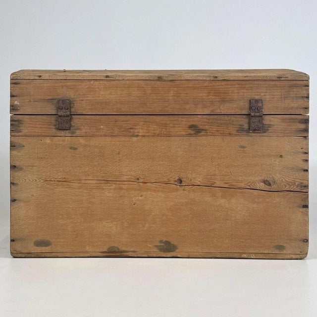 Wood 19th Century English Rustic Pine Dome-Top Storage Trunk For Sale - Image 7 of 12