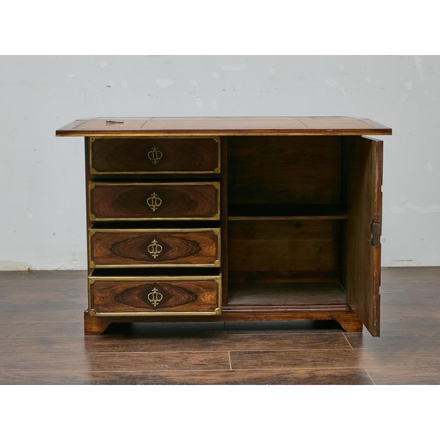 19th Century English Rosewood Campaign-Style Desk With Leather Writing Surface For Sale - Image 13 of 14